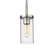 Golden 7011-M1L PW-CLR - Golden Lighting Winslett 1-light Pendant in Pewter